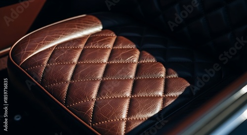 Brown leather car seat upholstery
