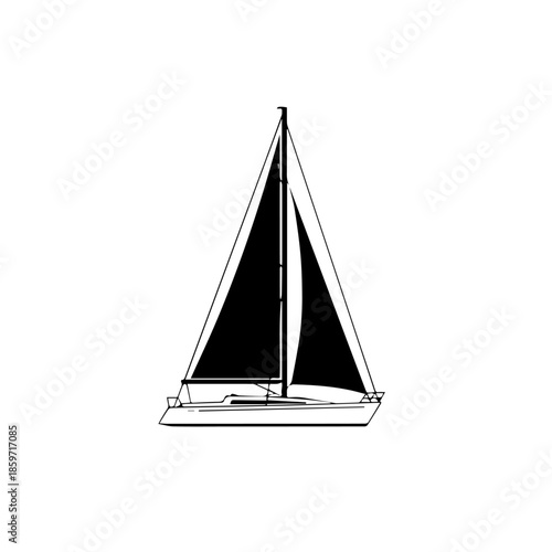 Sailboat with fully extended sails
