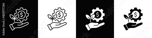 Business Sustainability Icon With Variatif Black White Minimal Style