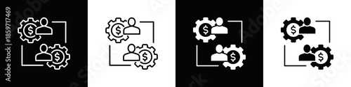 Business To Business Icon With Variatif Black White Minimal Style