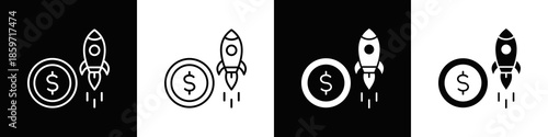 Business Startup Icon With Variatif Black White Minimal Style