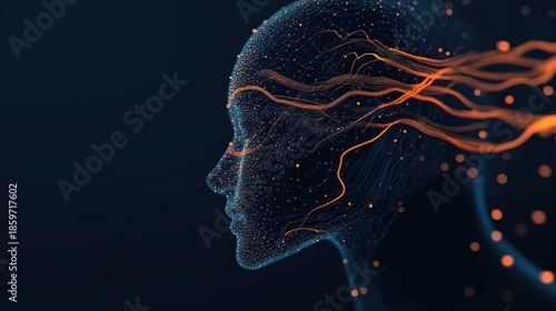 A cybernetic human with data streams running through their body.