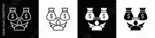 Angel Investor Icon With Variatif Black White Minimal Style