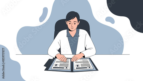 Professional businessman analyzing documents during a meeting in a modern office workspace