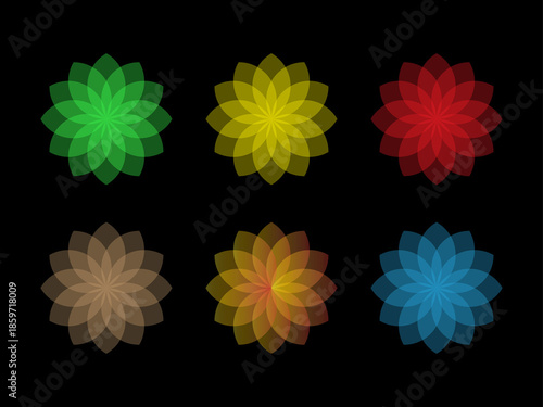 Set of flowers, set of abstract flower icons