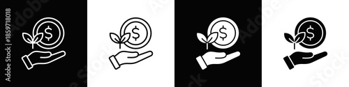 Business Investment Icon With Variatif Black White Minimal Style