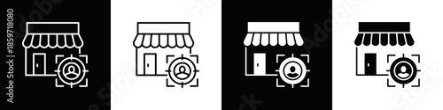 Target Market Icon With Variatif Black White Minimal Style