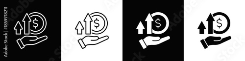 Profitability Icon With Variatif Black White Minimal Style