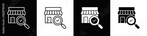 Market Research Icon With Variatif Black White Minimal Style