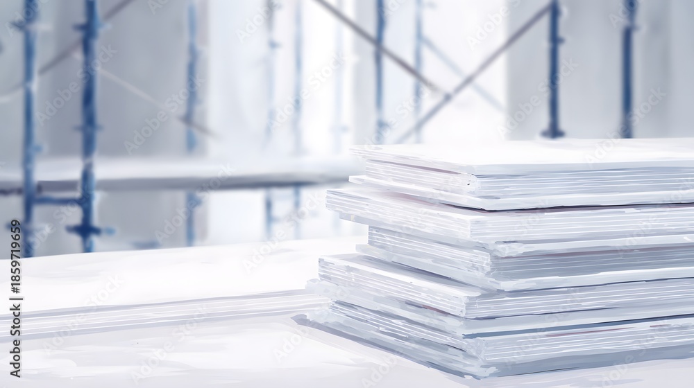 Obraz premium Watercolor Construction Gypsum Boards Evoke Modern Minimalist Building Design Texture