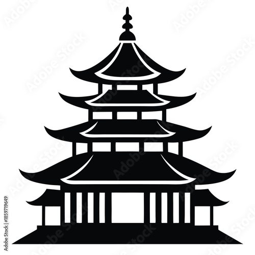 pagoda line art silhouette vector illustration