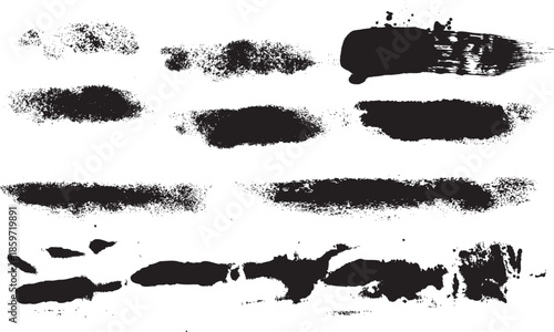 Black Ink Brush Strokes and Splatters 