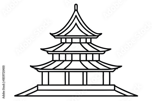 pagoda line art silhouette vector illustration
