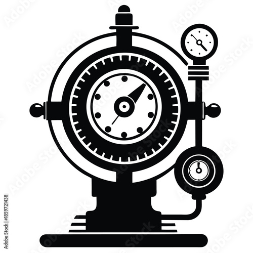 old style steampunk pressure gauge line art silhouette vector illustration
