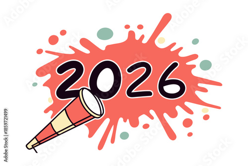 Happy new year 2026 with a spyglass Vector