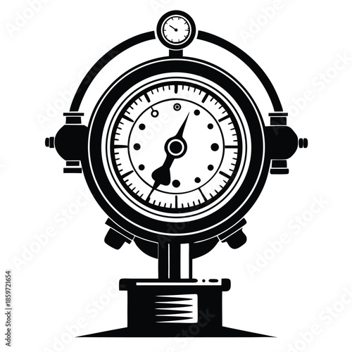 old style steampunk pressure gauge line art silhouette vector illustration