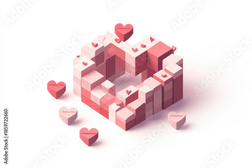 Abstract heart shapes isolated on white background