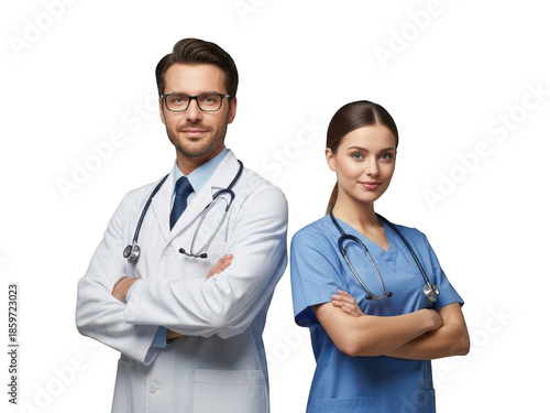 Medical professionals isolated on transparent background