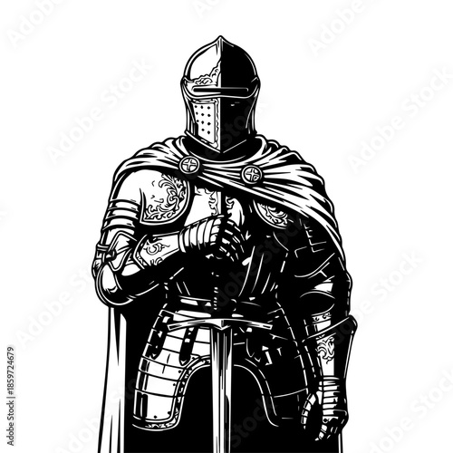 Standing knight in armor
