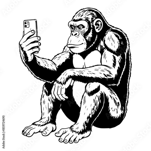 Gorilla taking selfie