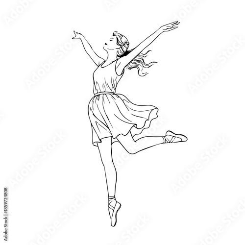Graceful ballerina in mid-leap