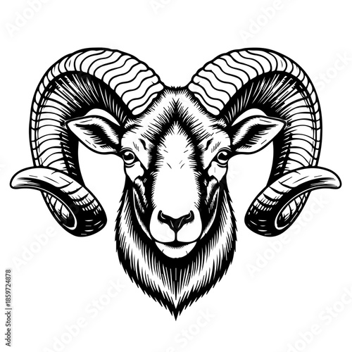 Striking ram head illustration