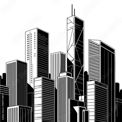 Skyscrapers in urban landscape