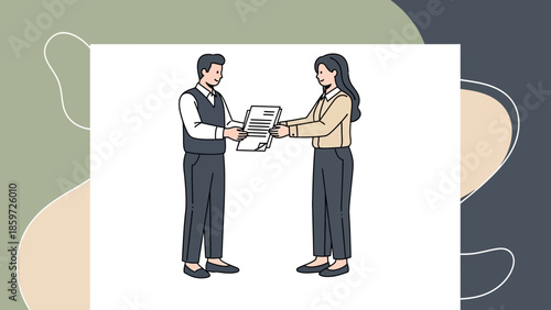 Business Partnership Formal Agreement Signing Between Two Professionals