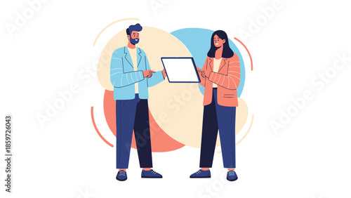 Business Collaboration Between Two Professionals in a Modern Office Environment