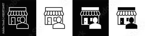 Sales Representative  Icon Set White And Black Background Style