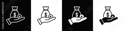 Incentive  Icon Set White And Black Background Style
