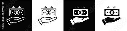 Revenue  Icon Set White And Black Background Style