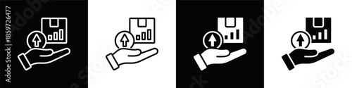 Sales Growth  Icon Set White And Black Background Style