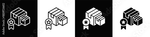 Product Quality  Icon Set White And Black Background Style