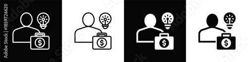 Entrepreneur  Icon Set White And Black Background Style