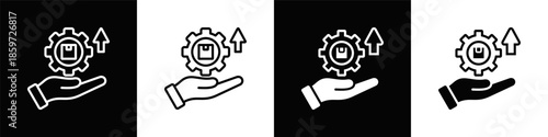 Product Development  Icon Set White And Black Background Style