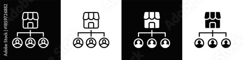 Business Network  Icon Set White And Black Background Style
