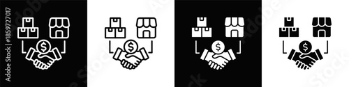 Collaboration  Icon Set White And Black Background Style