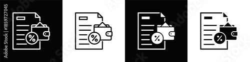 Taxation  Icon Set White And Black Background Style
