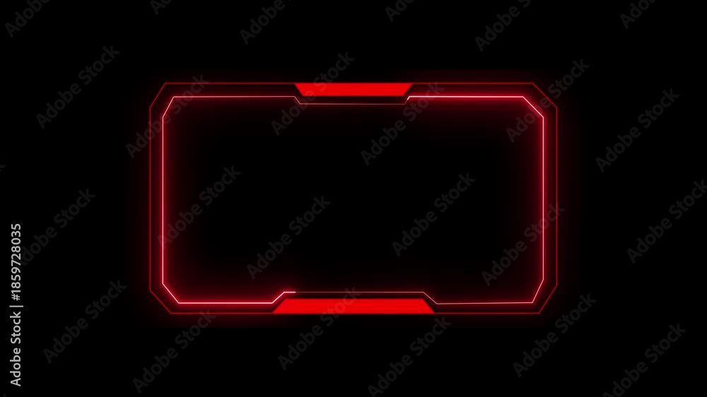 Sci-fi neon screen frame with digital HUD overlay. High tech interface ...