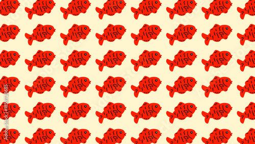 Slika na platnu red fish pattern with stylized salmon shapes