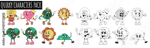 Quirky Characters Pack: A delightful collection of quirky characters, brimming with personality and charm, ready to infuse your projects with a unique and playful vibe. 