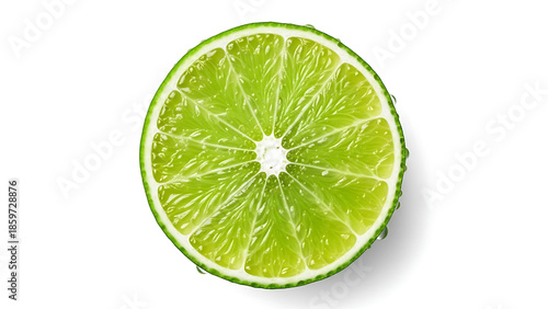 Fresh green lime slice isolated on white background for decoration