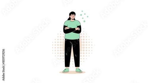 Minimalist Illustration of a Confident Young Man Standing with Arms Crossed in Casual Attire