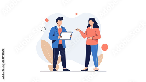 Professional Business Consultation with a Male and Female Colleague Discussing Project Details