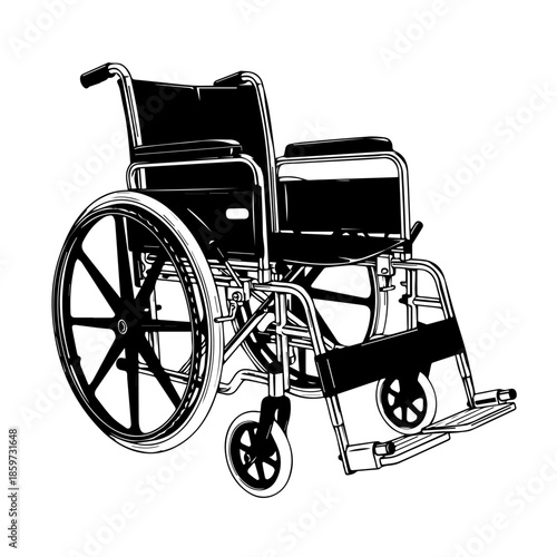 Black wheelchair with spoke wheels