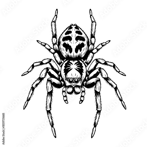 Black and white spider illustration