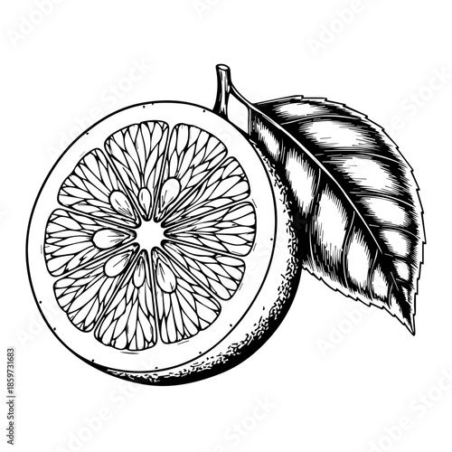 Cross section of citrus fruit