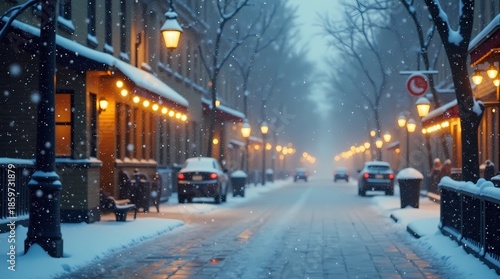  A busy city street at night with cars moving fast under glowing street lights