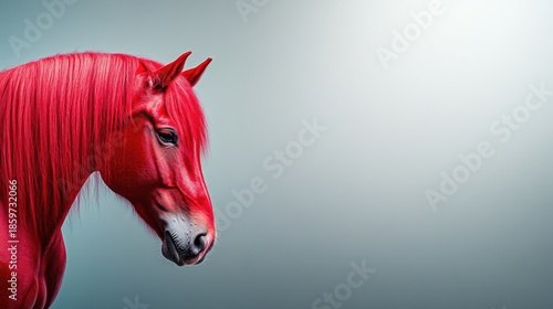 Red fire horse figure. The composition blends dynamic energy and elegance.